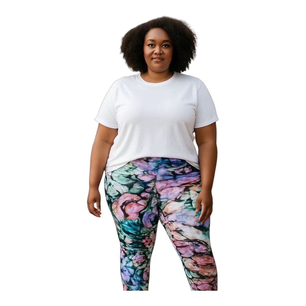 Laila Ali Vibrant Pink and Green Abstract Leggings